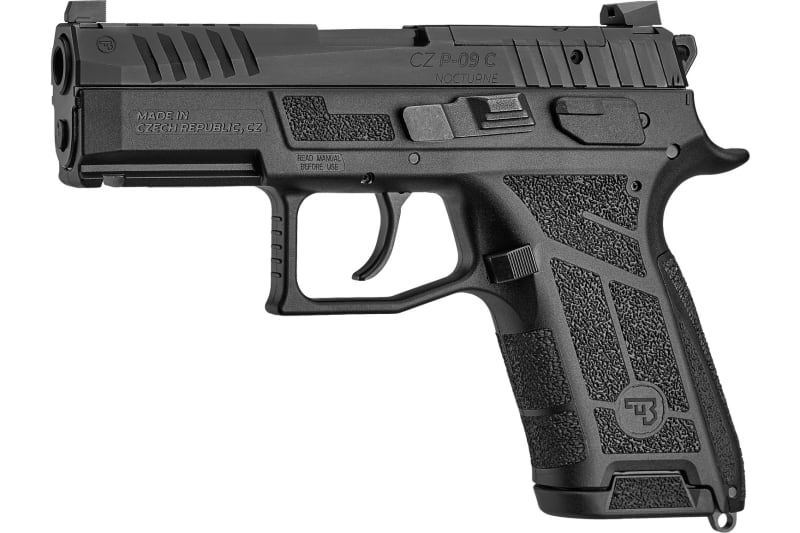 CZ USA P-09 C Nocturne 9mm 3.74" Barrel 15 Rd Semi-Auto Pistol, Optics Ready W/ Enhanced Grip Frame -91660